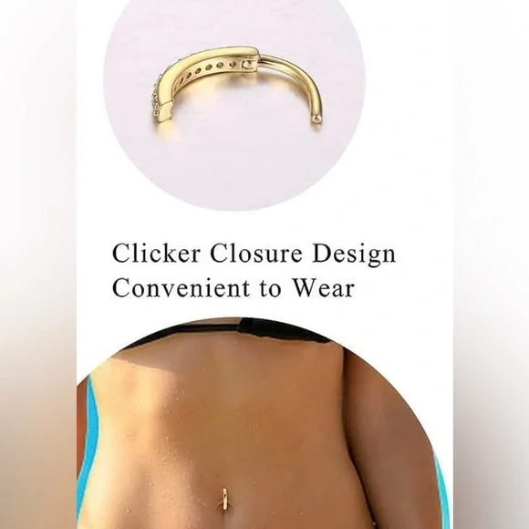 🆕 Simple Rhinestone Decor Clicker Navel Belly Button Ring Body Jewelry - Picture 5 of 6